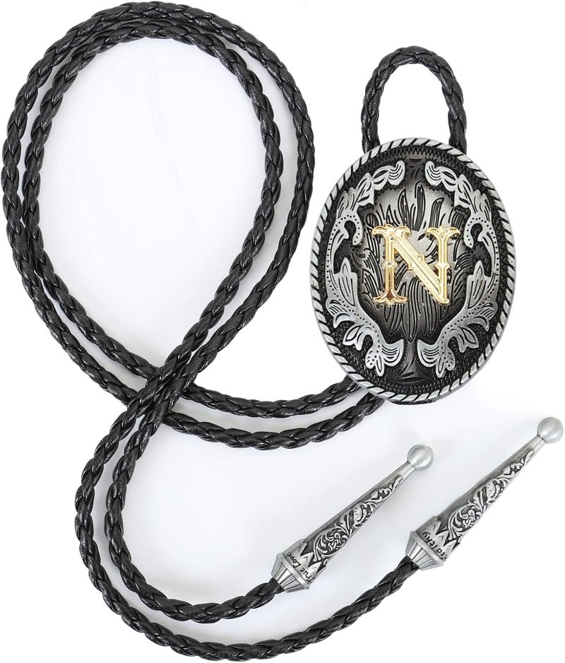 Wentur Bolo Tie for Men - Western Bolo Ties Alphabet Initial Letter ABCDJMR to Z - Western Cowboy Bolo Tie for Women Cowgirl - Image 1